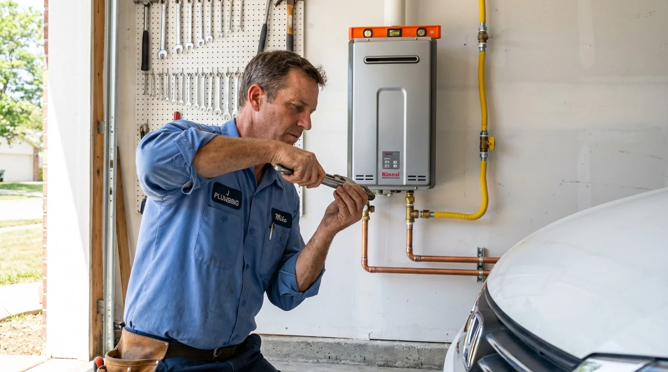 Tankless water heater installation by a Johns Plumbing LLC plumber in Edinburg